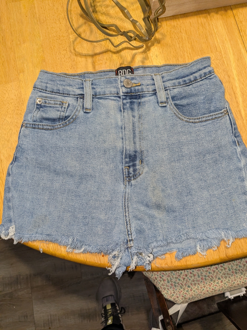 BDG Light Wash Denim Cutoff Shorts with Frayed Hem